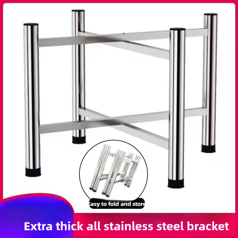 Extra Thick Stainless Steel Table Legs Folding Dining Table Base Heavy Duty Collapsible Desk Frame Round Support Furniture Legs