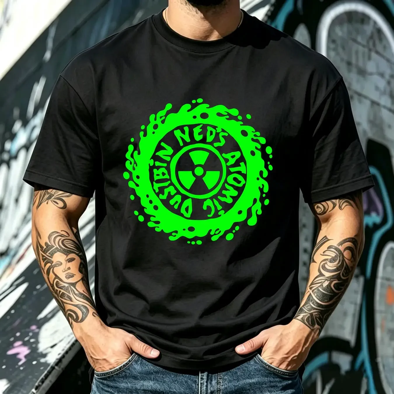 washed T Shirt Ned's Atomic Dustbin Grebo Pre shrunk hand screened 100 cotton long or short sleeves vintage Washed