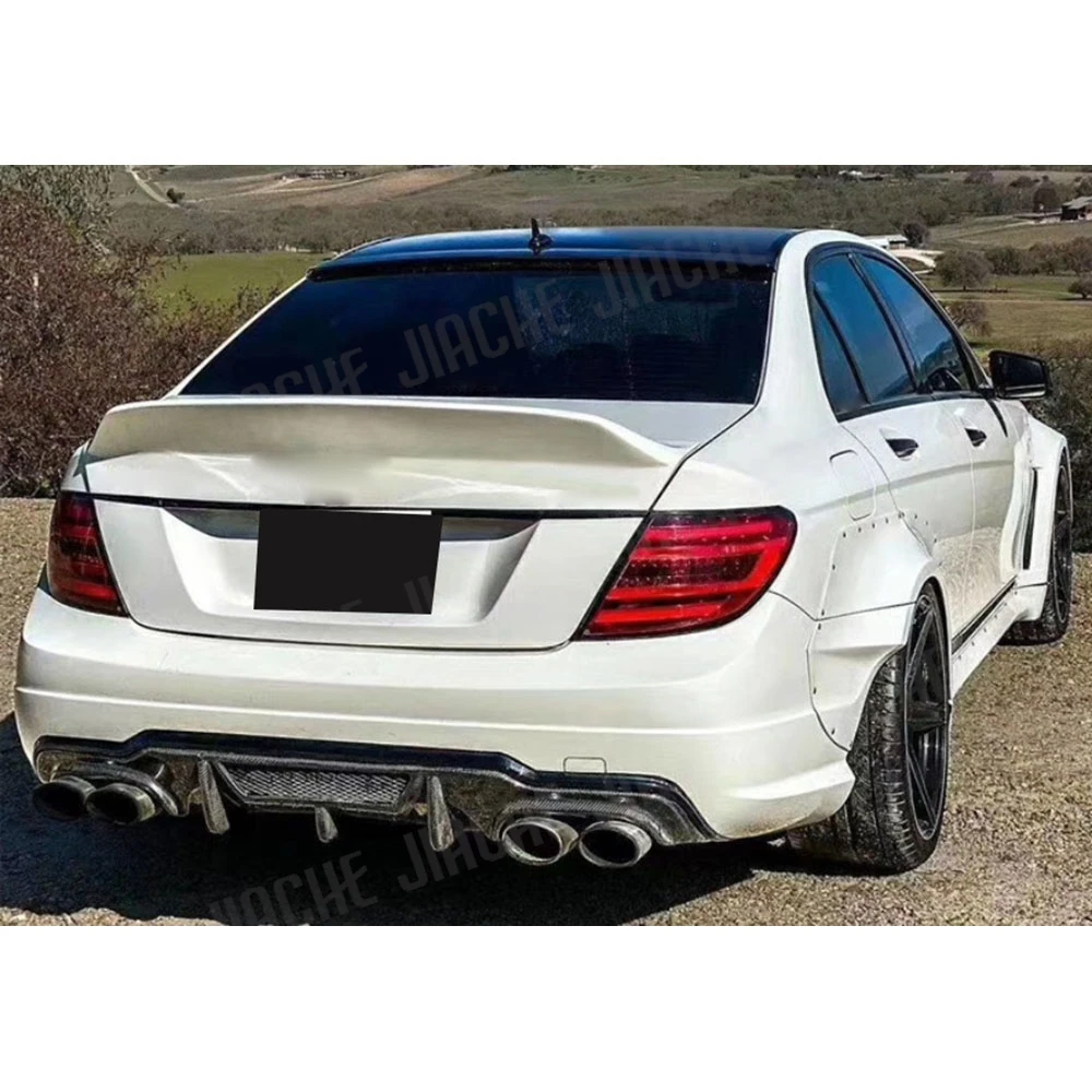 Carbon Fiber Rear Diffuser For Mercedes Benz C Class W204 C180 C200 C260 C300 C63 For AMG 2012-2014 Rear Bumper Lip Diffuser view 2