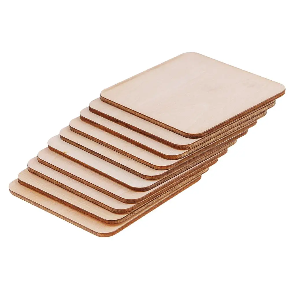 SHAPE Cutting Wooden Crafts Flat Square Pieces for Art Decor