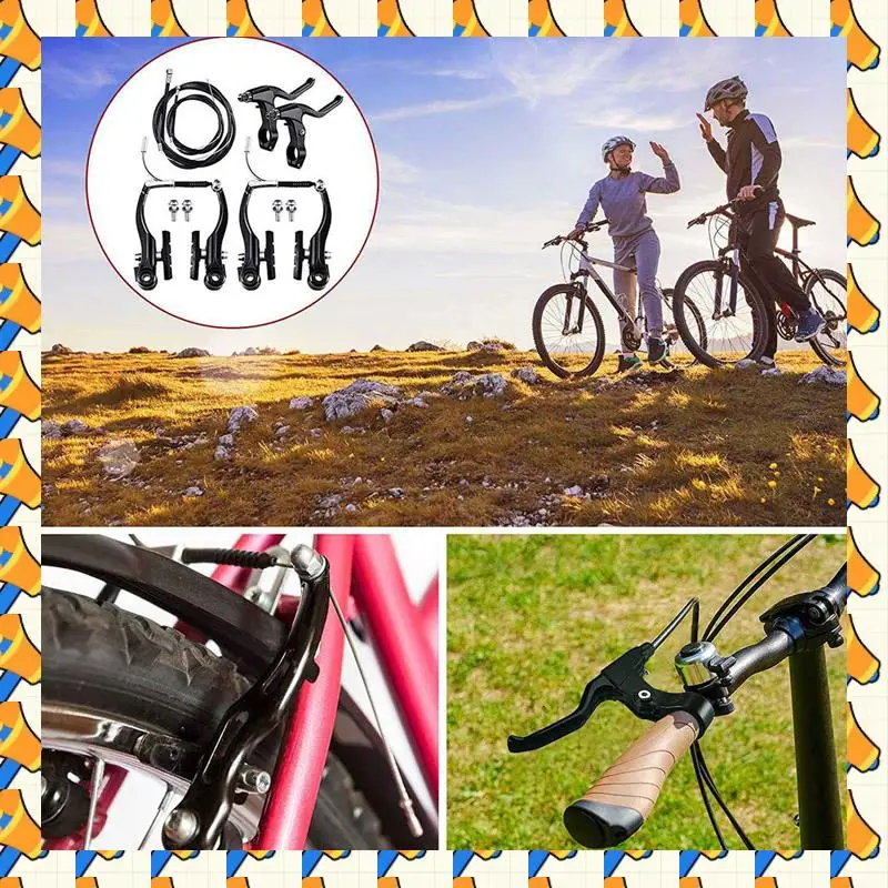 

ABYB 2X Полный комплект Mtb для горного велосипеда, V-тормоз + внешние тросы + рычаг + передний и задний тормозной трос, аксессуары для велосипедных тормозов