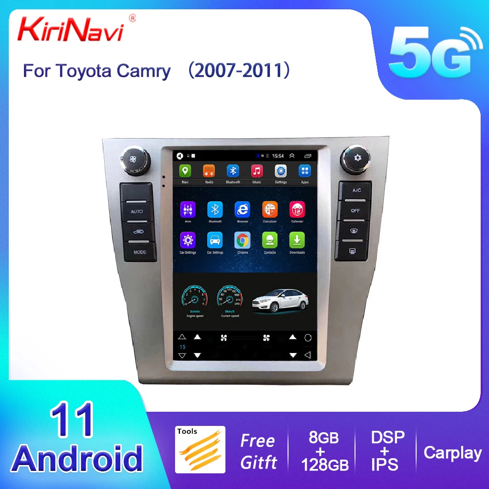 KiriNavi Vertical Screen Tesla Style Android 13 Car Radio For Toyota Camry Auto GPS Navigation DVD Player Stereo 4G 2007-2011