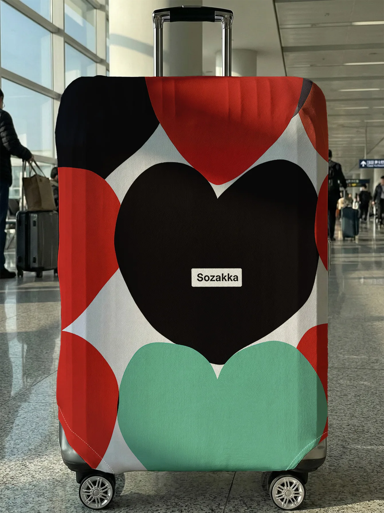 

Color Block Heart Print Luggage Cover, Suitable for 18-32 Inch Luggage Cover, Luggage Handle Glove, Travel Accessories