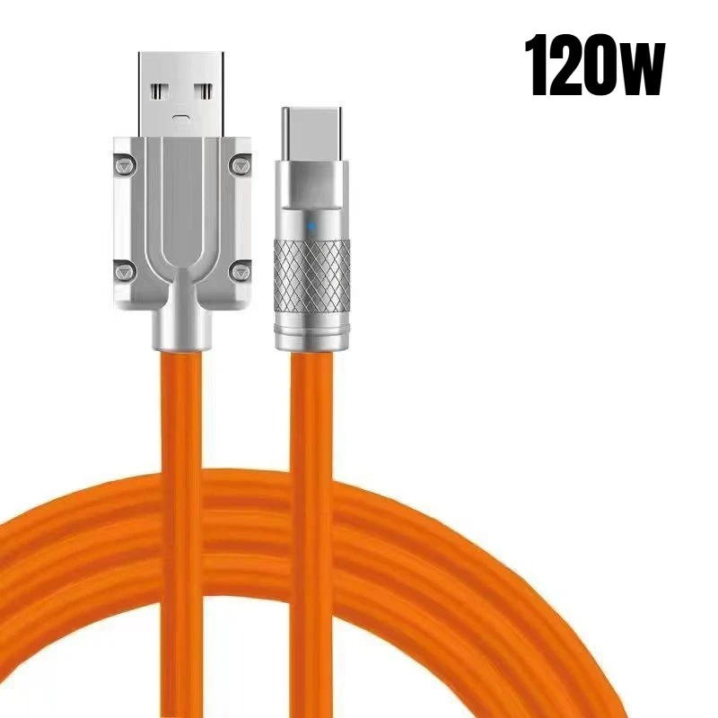 120W liquid silicone fast charging data cable Type-C 6A suitable for Huawei/Xiaomi/Samsung super fast charging cable