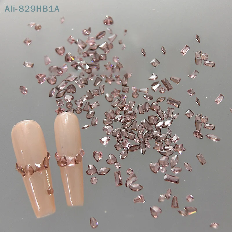 50PCS Glitter Mini Zircon Aurora Ice Translucent Cognac Mix Shapes Sharp Diamonds Nail Art Rhinestones Decor Manicure Charms