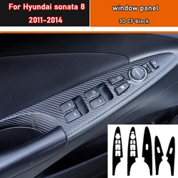 Car Styling Black Carbon Decal Car Window Lift Button Switch Panel Cover Trim Sticker 4 Pcs/Set For Hyundai sonata 8 2011-2014