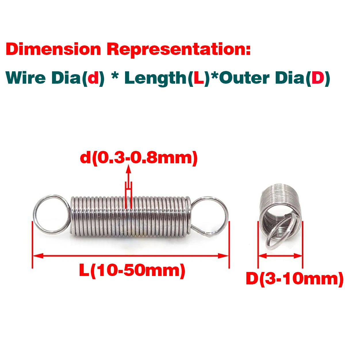 

304 Stainless Steel Tension Spring Tension Hook / Tension Double Ring Small Spring