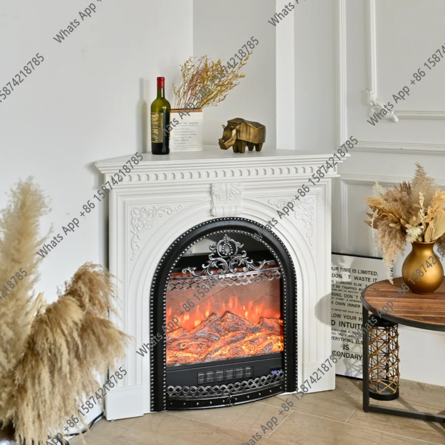 French Corner Triangle Fireplace Cabinet Corner Xuan Cabinet Irregular Customizable Carved Heating Decorative Fireplace Cabinet