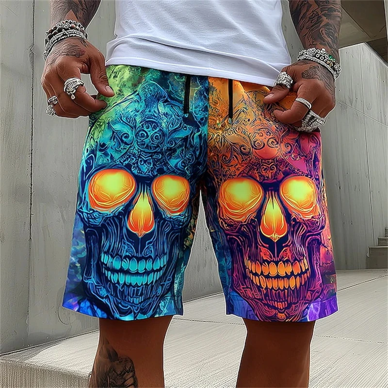 Men's Spring Summer Palm Print Drawstring Shorts Casual Quick Drying Swimming Trunks Resort Loose Printed For Beach Party