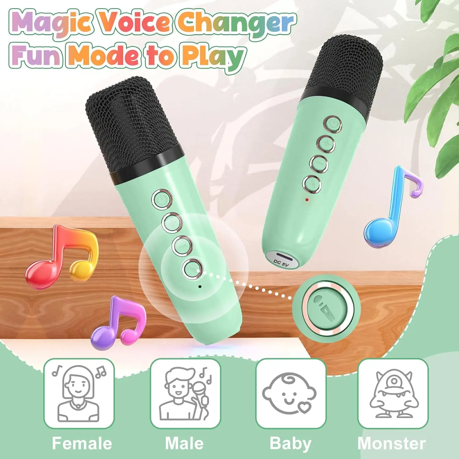 Portable Bluetooth 5.3 Karaoke Machine with 2 Wireless Microphones - Home Family Singing PA Speaker System Kids Gift