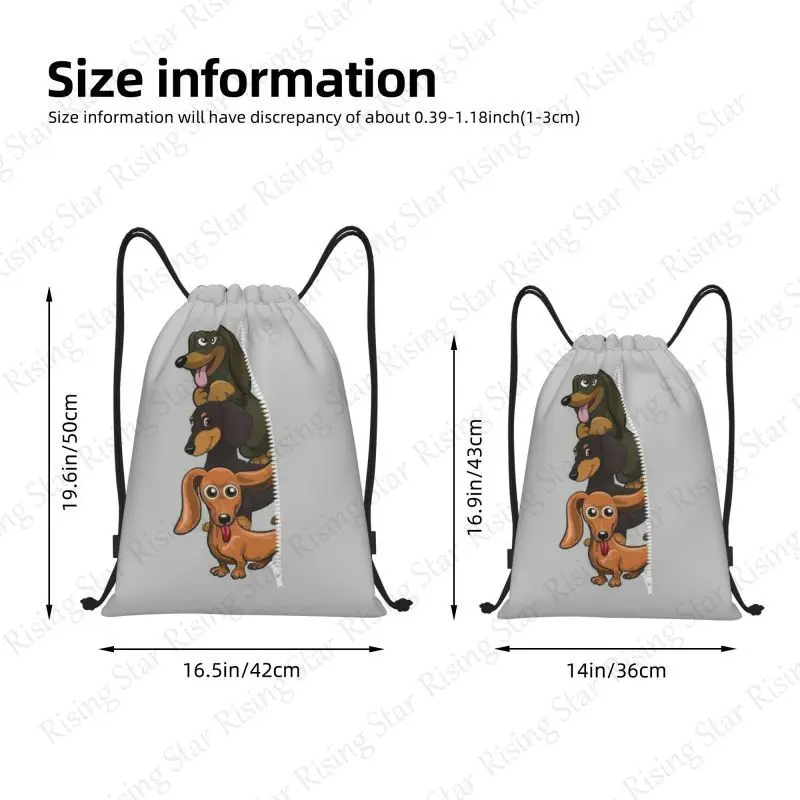 Kawaii Dachshund لطيف الكلب دراجة على ظهره رياضة الرباط حقيبة الأحذية متعددة الوظائف حقيبة رياضية الشاطئ حقيبة السفر للجنسين هدية