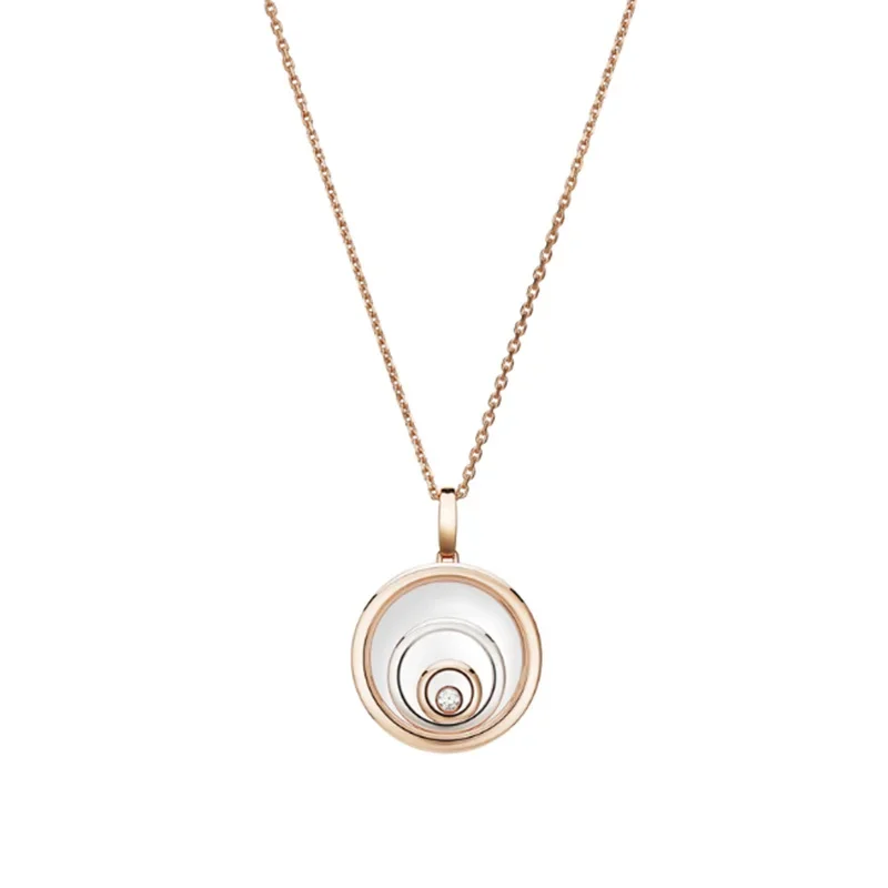 MXK 2025 Circle Pendant Diamond Necklace for Women | K18 Gold Plated Elegant Jewelry Gift | Anniversary Valentine Gift for Her