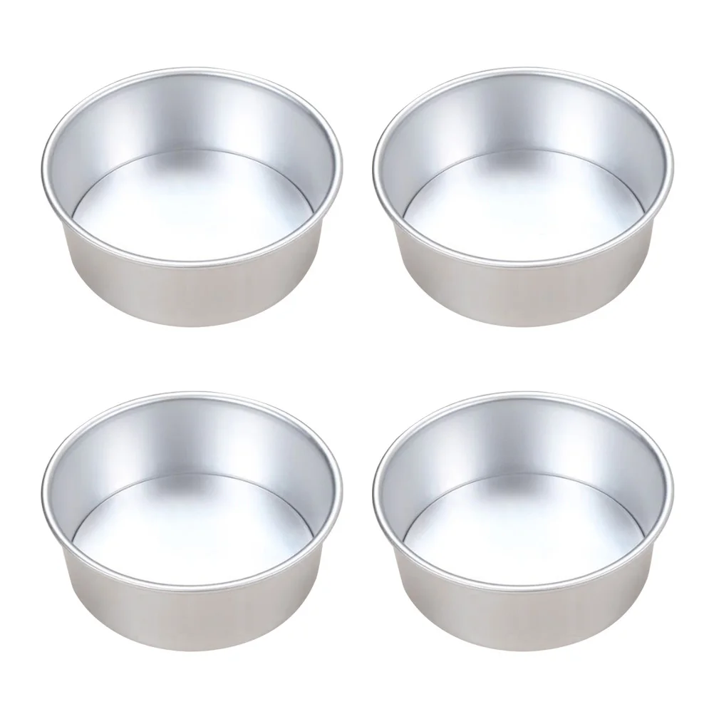 

4Pcs Alumium Alloy Cake Mold Round Nonstick Baking Tray Removable Bottom Ideal for Cookies Pies Cheesecake Pudding Chocolate