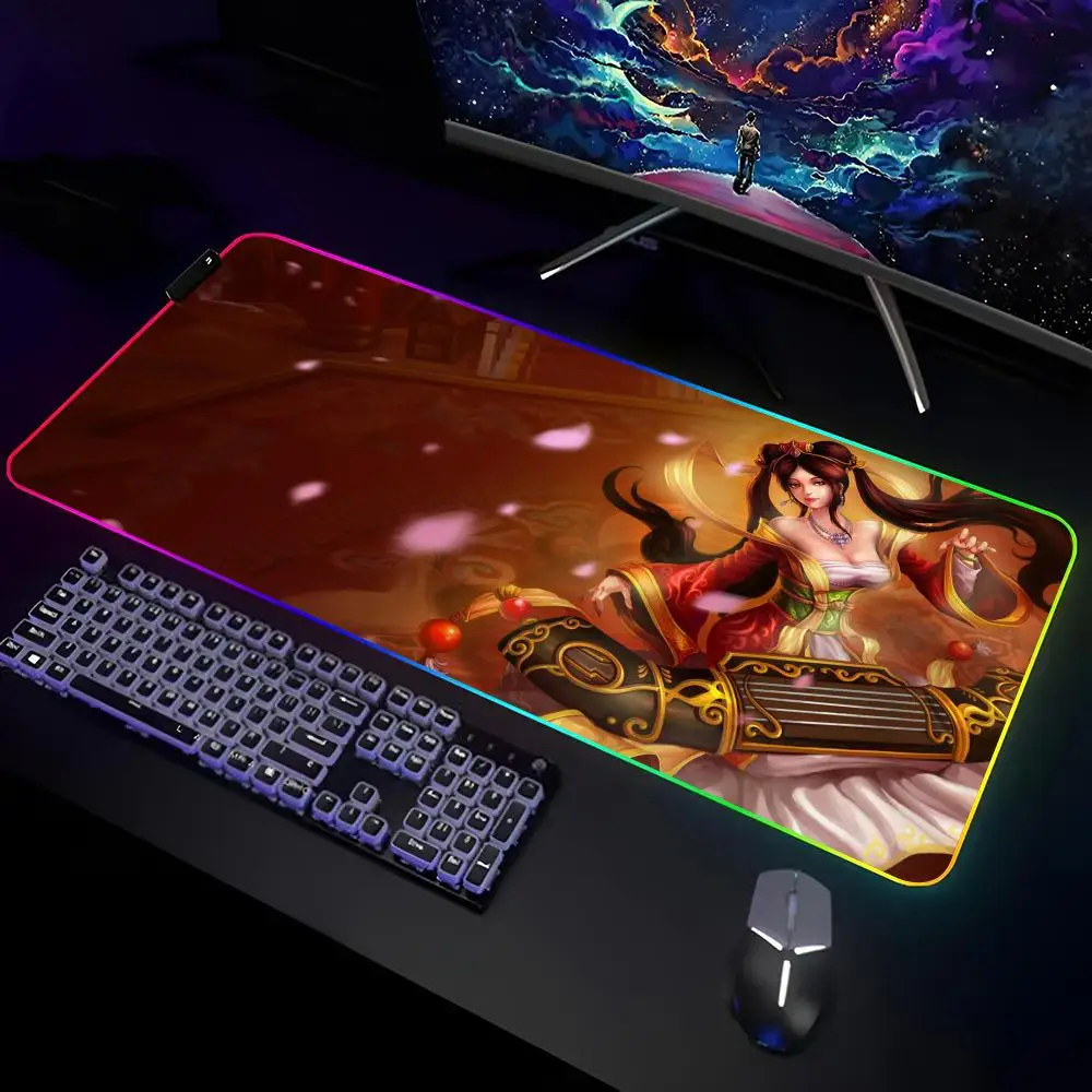 Sona Soraka Swain Mouse Pad  Gamer RGB Deskmat Keyboard Mat Gaming Laptops LED Mousepad Desk Protector Anime Mause Mats