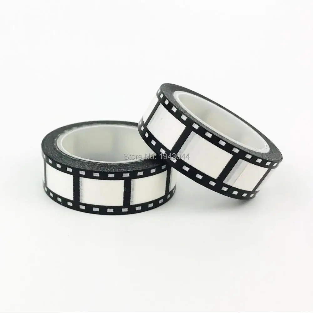 Fita Japonesa Kawaii para Álbum Fotográfico, Preto e Branco, Filme para Câmara, Fita Washi, Ferramentas de Scrapbooking, Ferramentas Decorativas