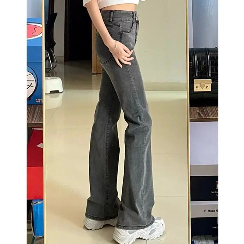 

Широкие джинсы Женская темная академическая одежда Стираная изношенная рваная потертая подол Женская джинсовая мода Гранж Альтернатива Панк-рок