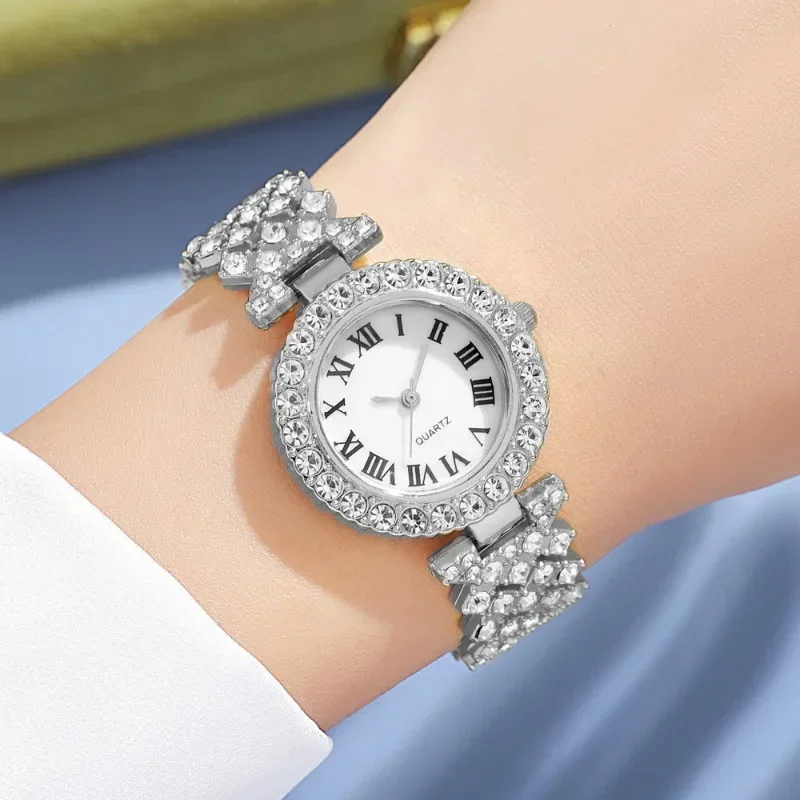 Luxury Fashion Watch Bracelet Set Rhinestone Gifts Reloj Full Crystal 5Pcs Watches Set for Women Diamond Women\'s Bracelet Watch