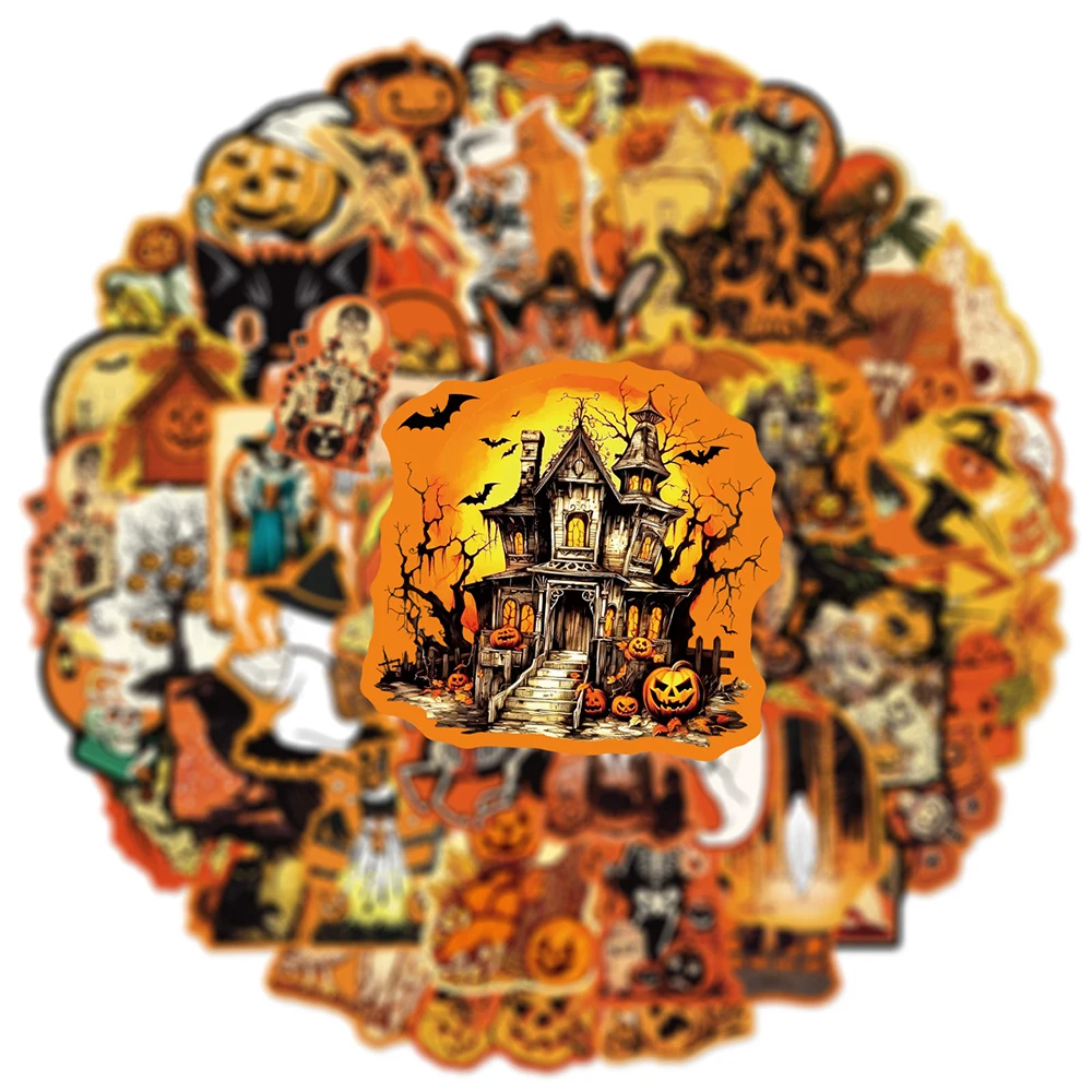

10/30/50pcs Retro Halloween Graffiti Stickers Gothic Pumpkin Ghost Decals Waterproof DIY Phone Laptop Skateboard Cool Sticker