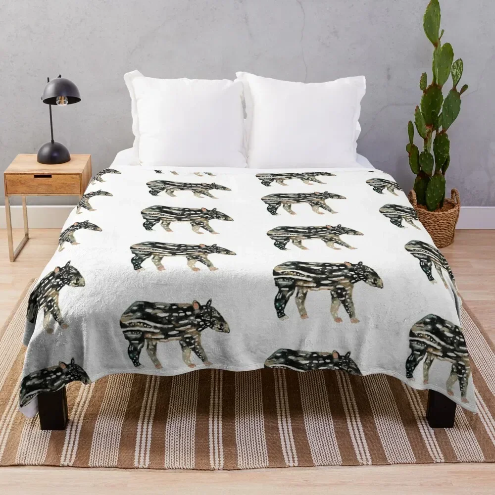 Baby Malayan Tapir Watercolour Throw Blanket Flannel Sleeping Bag Blankets