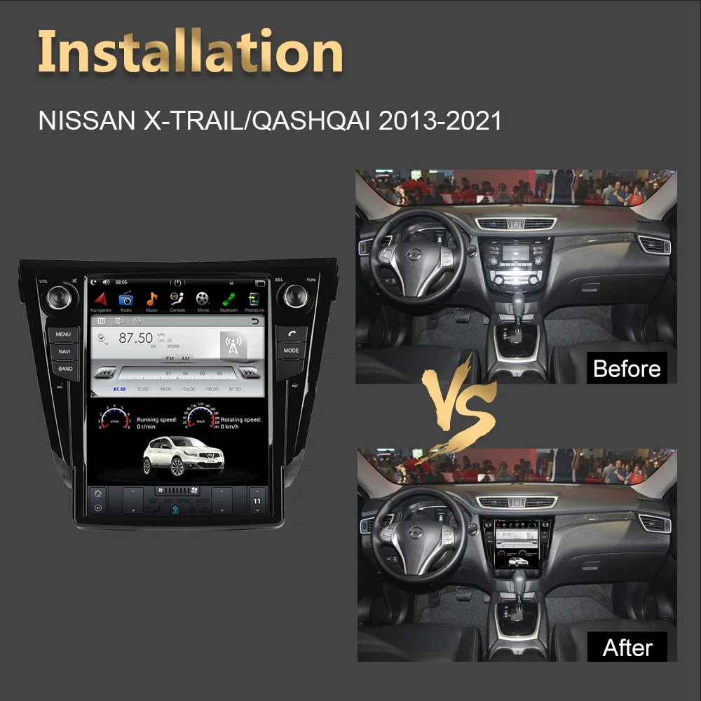 4G+64G Android 11 Car GPS Navigation Tesla Style For NISSAN X-TRAIL/Qashqai 2013-2022 Auto Radio Stereo Multimedia Player