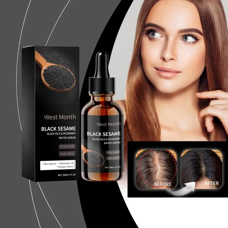 Black Sesame Hair Strengthening Oil Improve Damaged Split Ends Dry Frizz Repairing Nourishing Shiny Dense Hair Growth Care