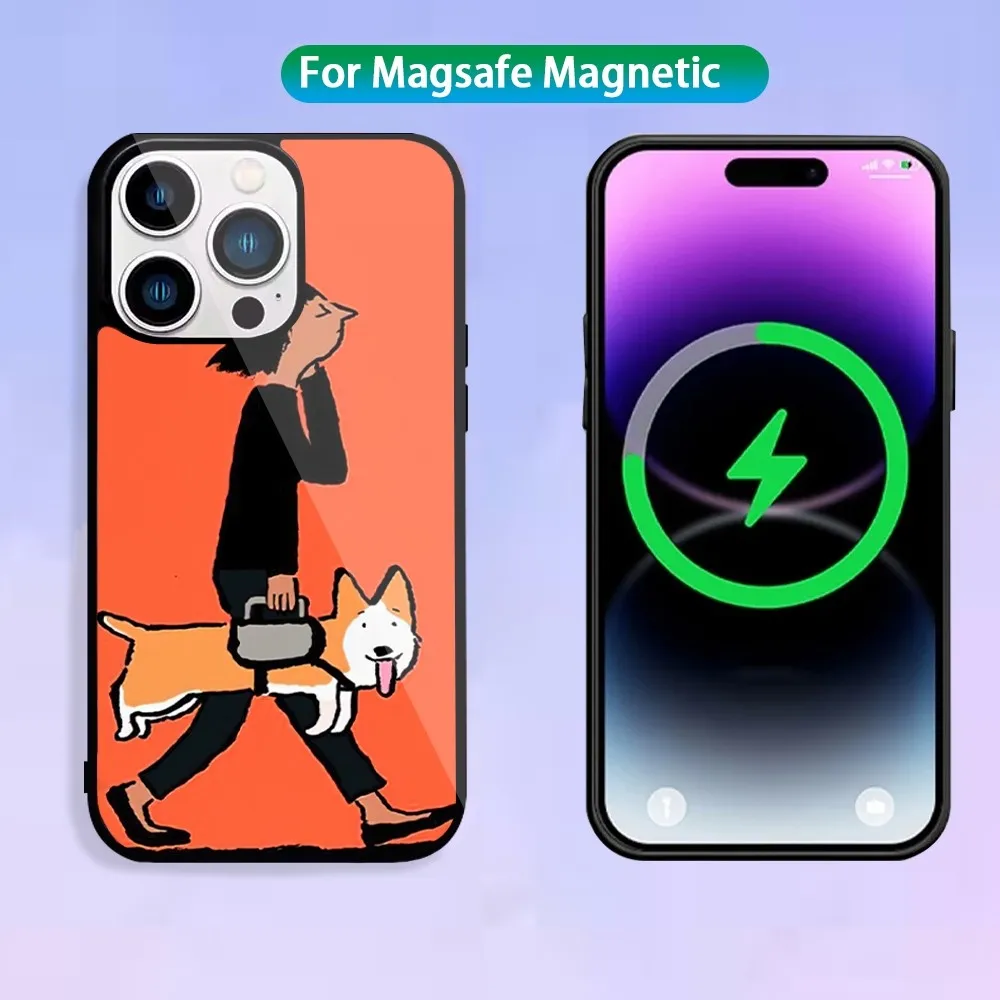 Brand J-Jean J-Jullien Art Phone Case For Magnetic Inductive Charging iPhone 15 14 13 11 12 Max Plus Pro Mini Shell