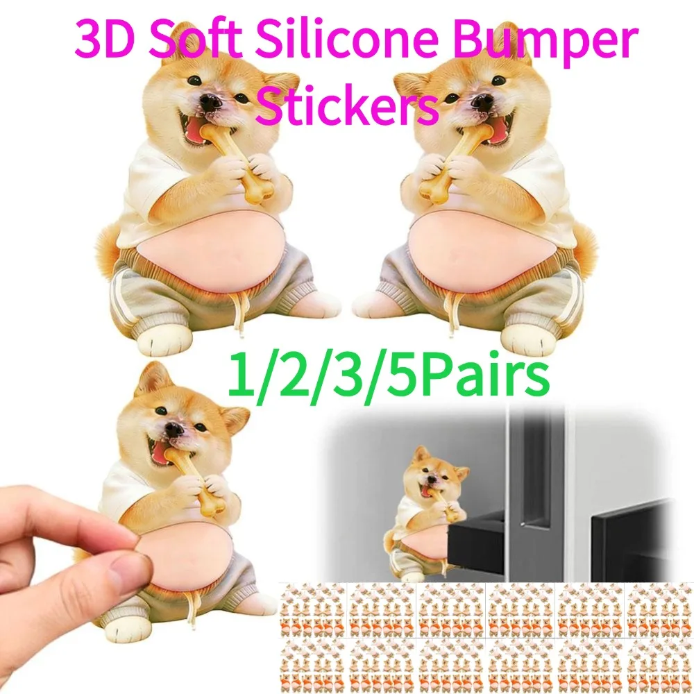 

1/2/3/5 пар 3D-наклеек из мягкого силикона в форме животиков, антистрессовые игрушки-сквиши, милые декоративные наклейки для автомобиля и дома, предотвращающие столкновения