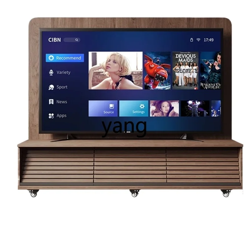

ZJJ retro solid wood removable TV cabinet medium antique bedroom floor cabinet double-sided storage TV rack