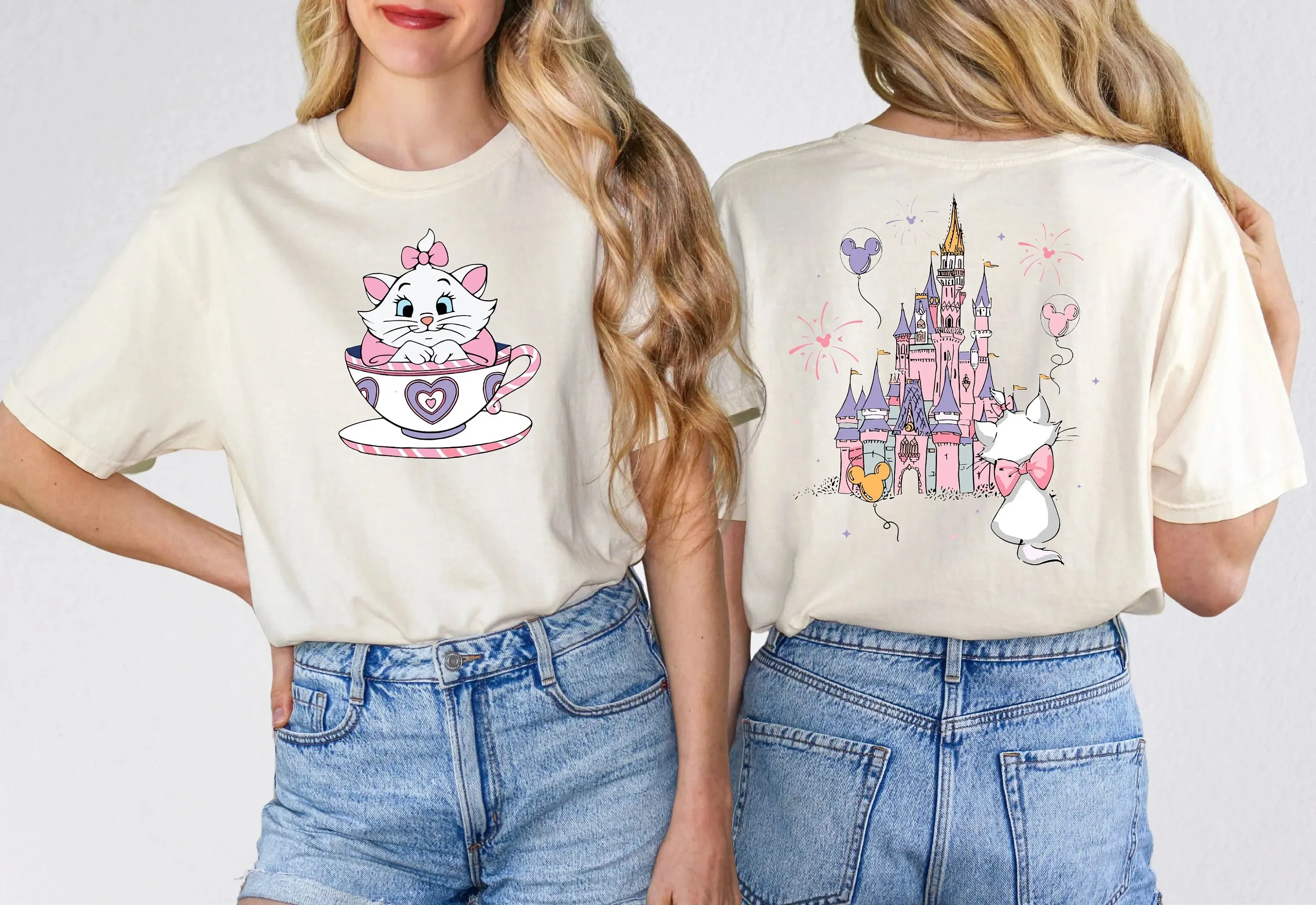 

Brave and Playful T-shirt The Aristocats Mary Cat Crazy Teacup Party Shirt Magic Kingdom Short Sleeve Women Casual Fashion Top