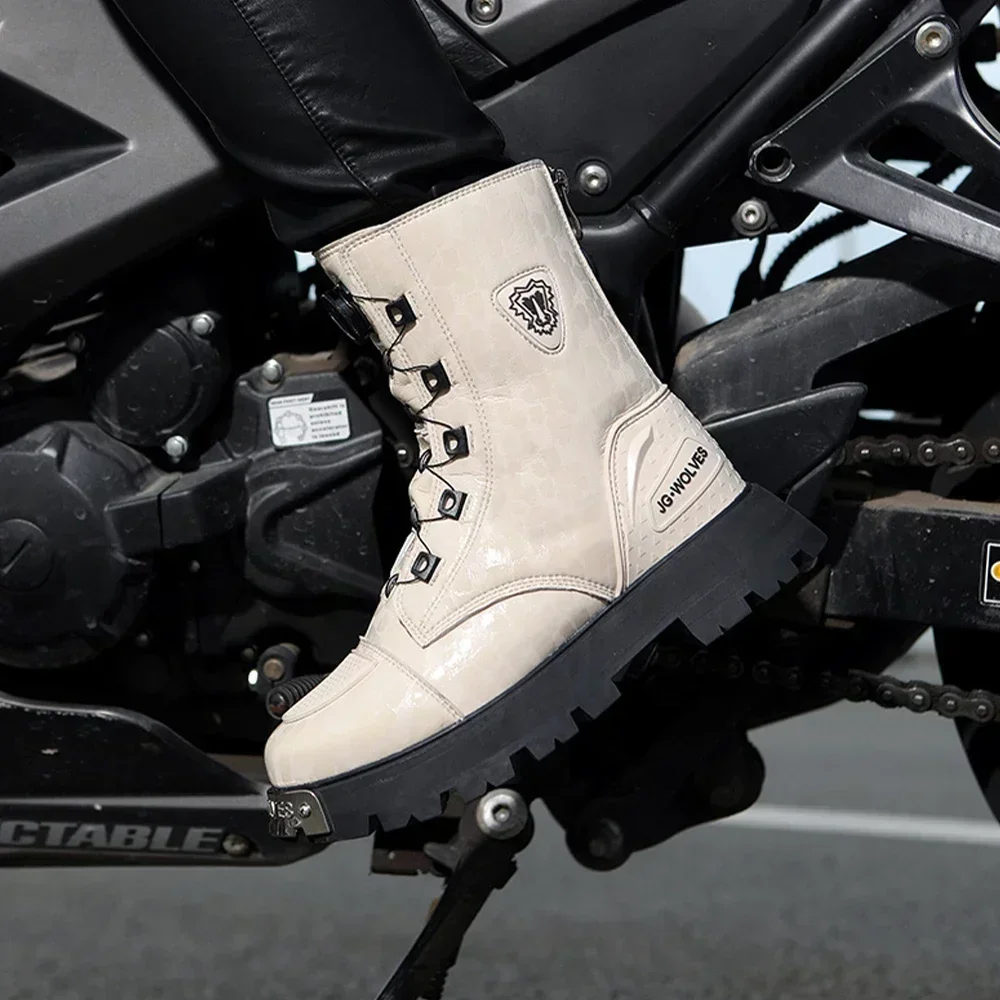 Bottes courtes d'équitation pour moto pour femmes, chaussures lumineuses fluorescentes, semelle épaisse tout-terrain, équipement de protection Anti-chute pour l'extérieur