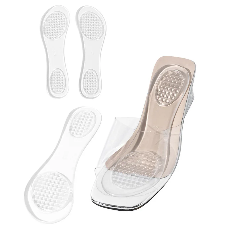 Seven Points Gel Silicone Forefoot Insoles Self Adhesive Washable Anti Wear Cushion Pads for Women High Heel Sandals