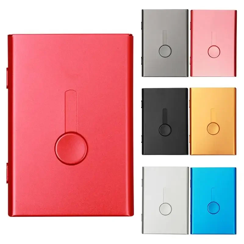 Metal Business Card Holder Hand Push Card Case Bank Card Membership Package Ultra Thin Packaging Box Organizer