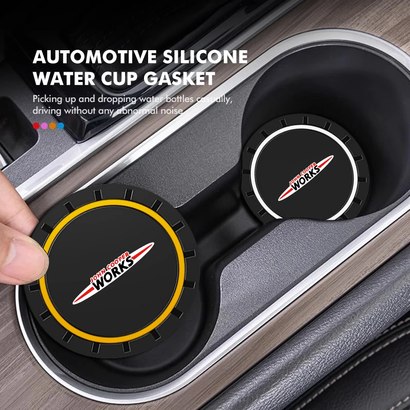 2Pcs Car Silicone Coaster Anti-Slip Water Cup Drink Mat For MINI R60 F56 R56 F54 F57 R70 JCW John Cooper Works