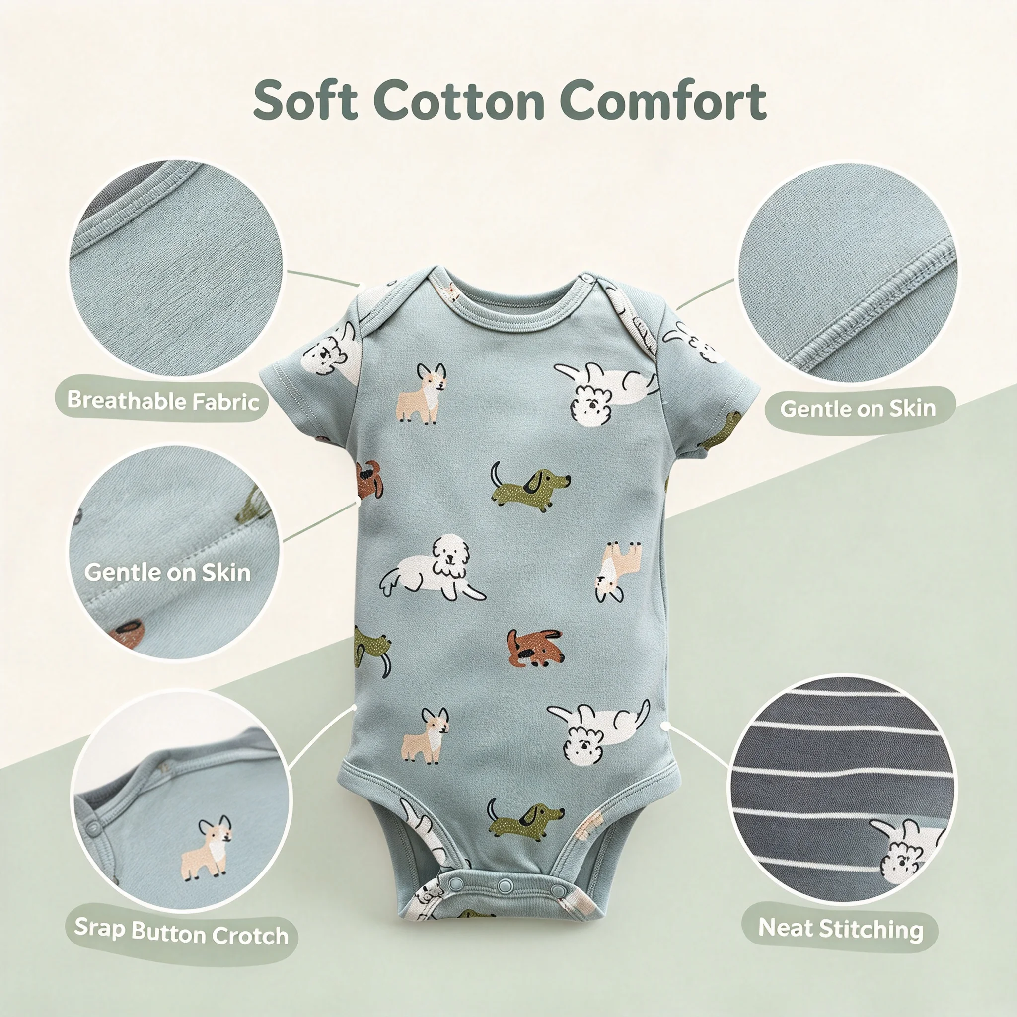 5 Pack Infant Short Sleeve Cotton Bodysuits Baby Triangle Rompers Boy Girl Casual Jumpsuit 6-24 Months