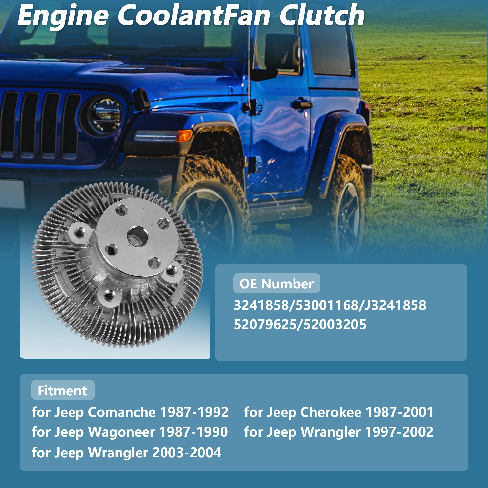 

Муфта вентилятора охлаждения двигателя UXCELL для Jeep Cherokee 1987-2001 4.0L No 3241858/53001168