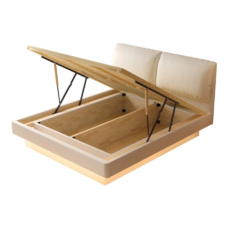 

Suspended storage bed, solid wood ribs bed, high-end tatami
