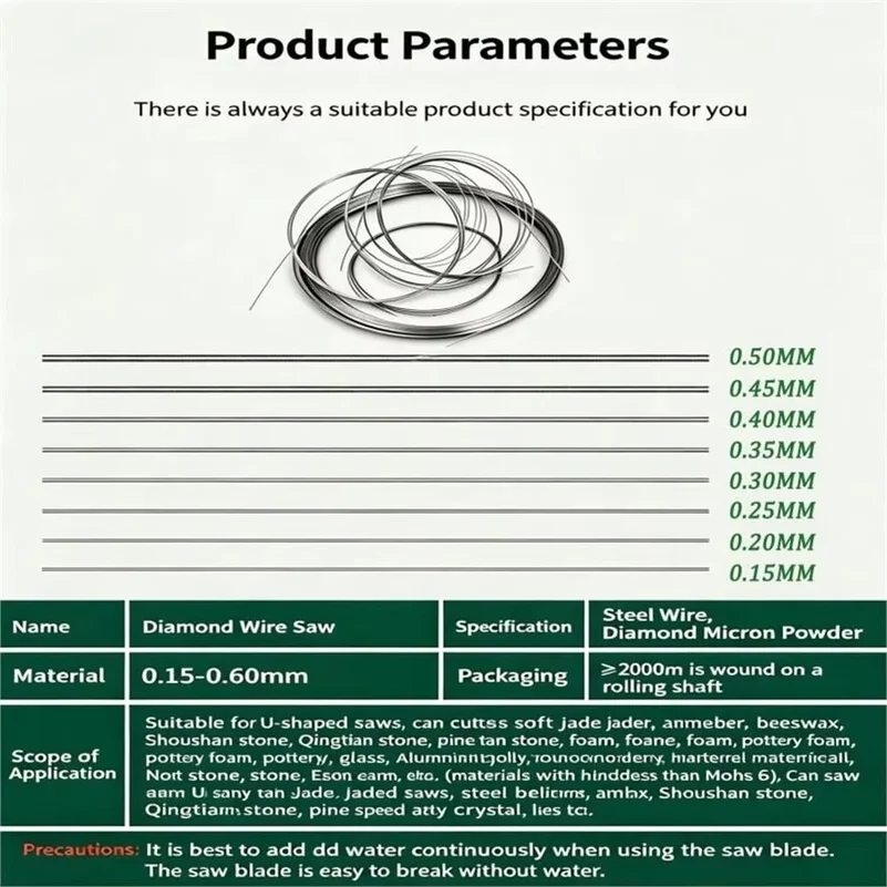 1Pcs 1Meter Diamond Cutting Wire Saw Ultra Fine 0.15-0.5mm Superfine Wire Saw Blade Low Damage Minimal Loss 4