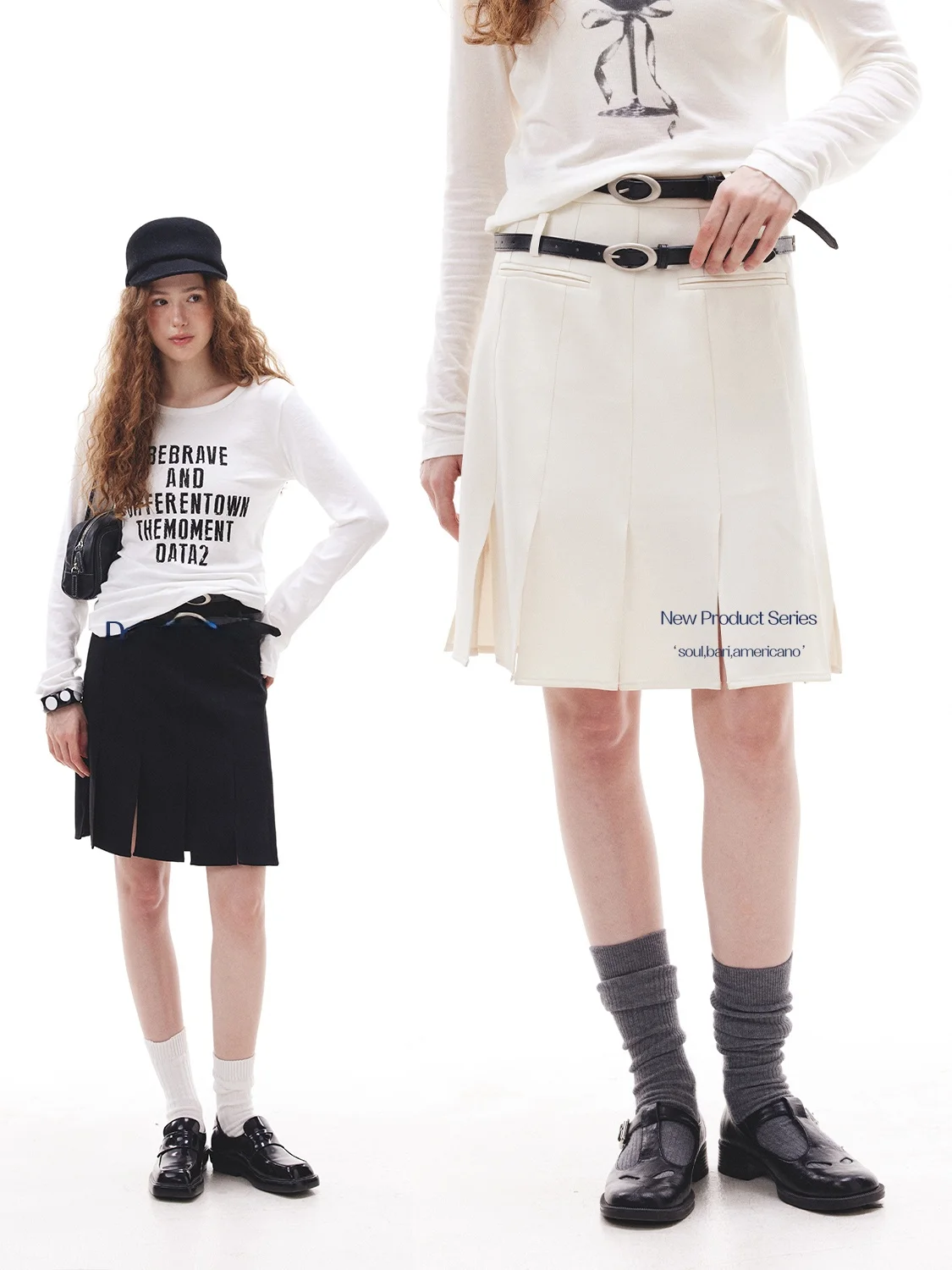 

Punk Girl College Sle Pleated Skirt with Double Belts Women's plus Size Autumn Faion f-length Skirts Ladies Skirts