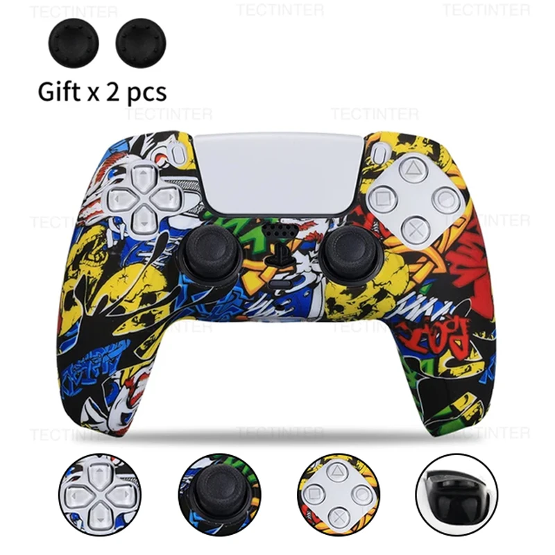 Protective Cover Skin for Playstation 5 Controller Anti-slip Silicone Case for PS5 Slim Gamepad Cover Thumb Grips Accessories