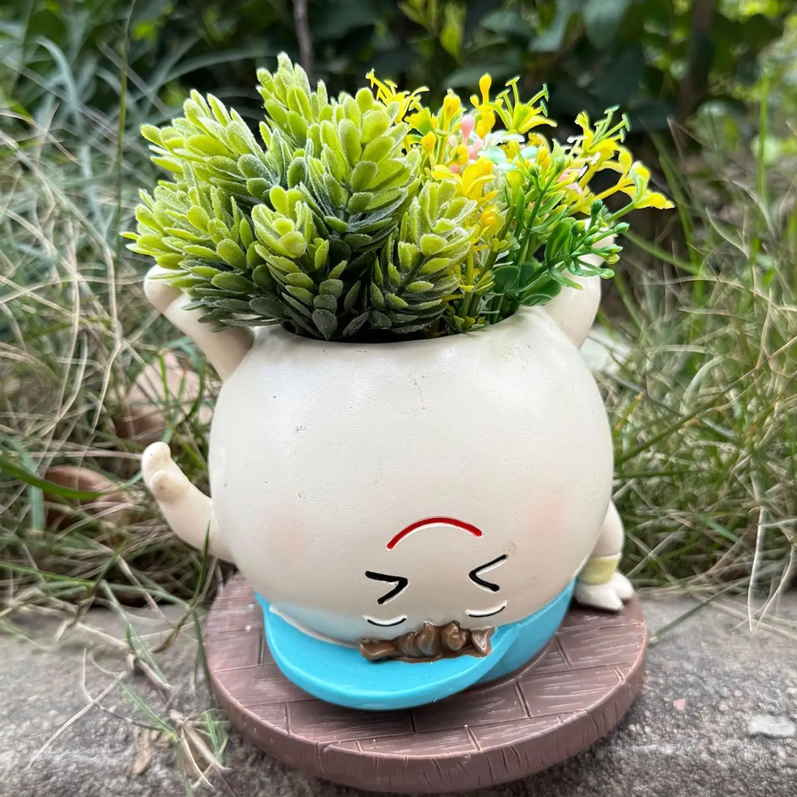 

Planter Pots Resin Upside-Down Cute Smile Vase with Drainage Hole Pots for Plants for Cacti Balcony Home Garden Yard Pathway