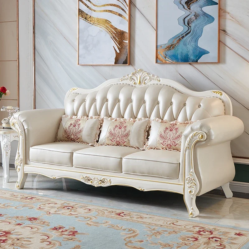 

Luxury Living Room Sofa Chairs Soft Nordic White European Leather Sofa Lounge Designer Solid Divano Soggiorno Di Lusso Furniture