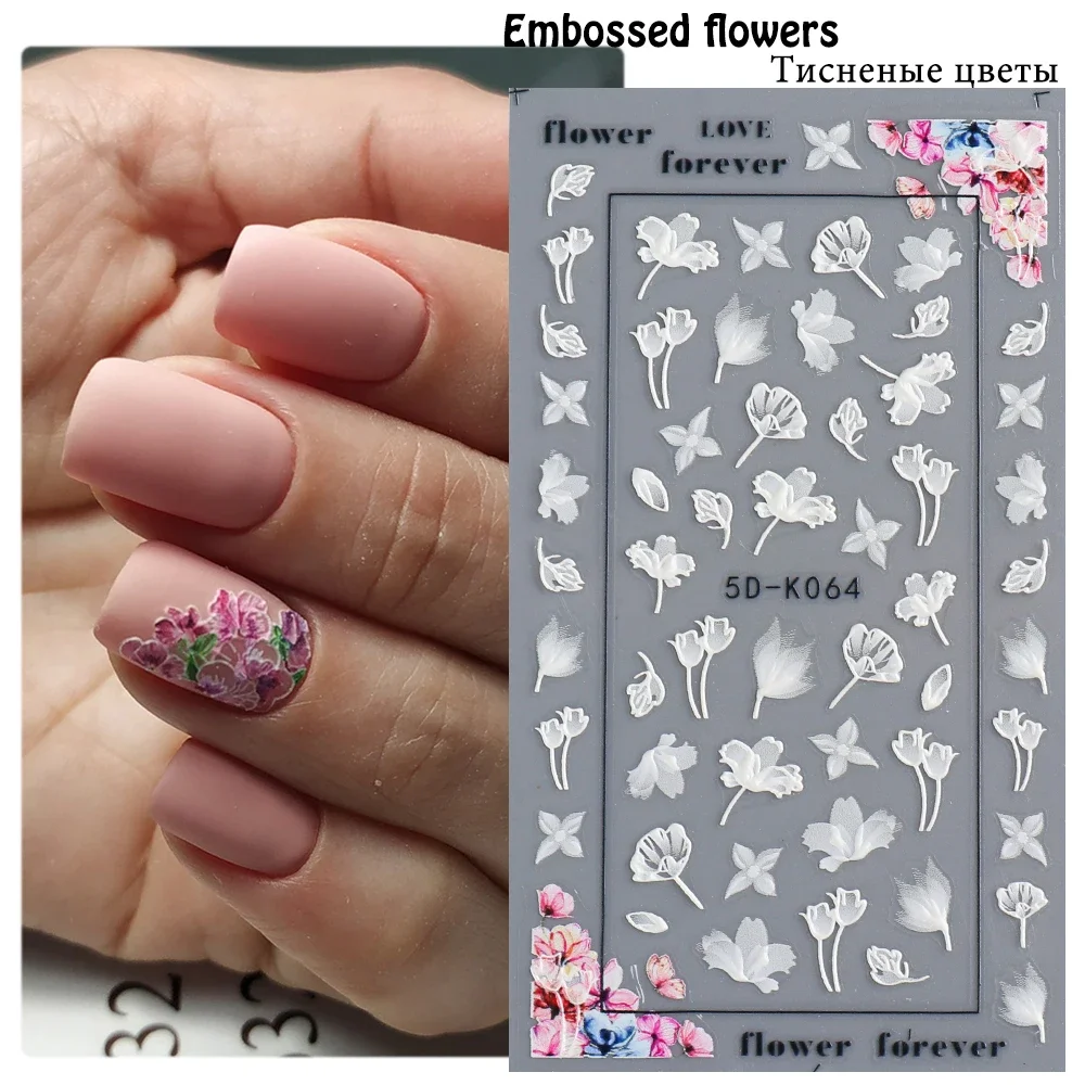 5d acrílico etiqueta do prego gravado flor branca sliders em relevo laço casamento arte do prego design monograma decalques manicure GL5D-K-1