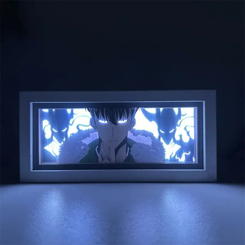 Anime Solo Leveling Paper carved lamp Anime Figure Cheng Xiaoyu 3D LED Color Light Box Room Decoration Collect Night Light Gift