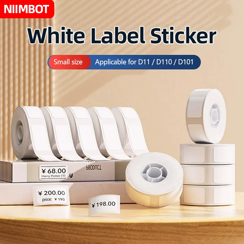 NiiMBOT D101 D11 D110 2R official printed paper labels, thermal stickers, white self-adhesive stickers, waterproof and oil proof