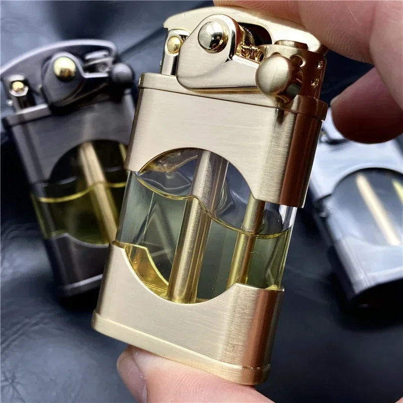 ZORRO Original Windproof Metal Kerosene Lighter Transparent Fuel Tank Creative Retro Flint Oil Lighter Smoking Accessories Gift