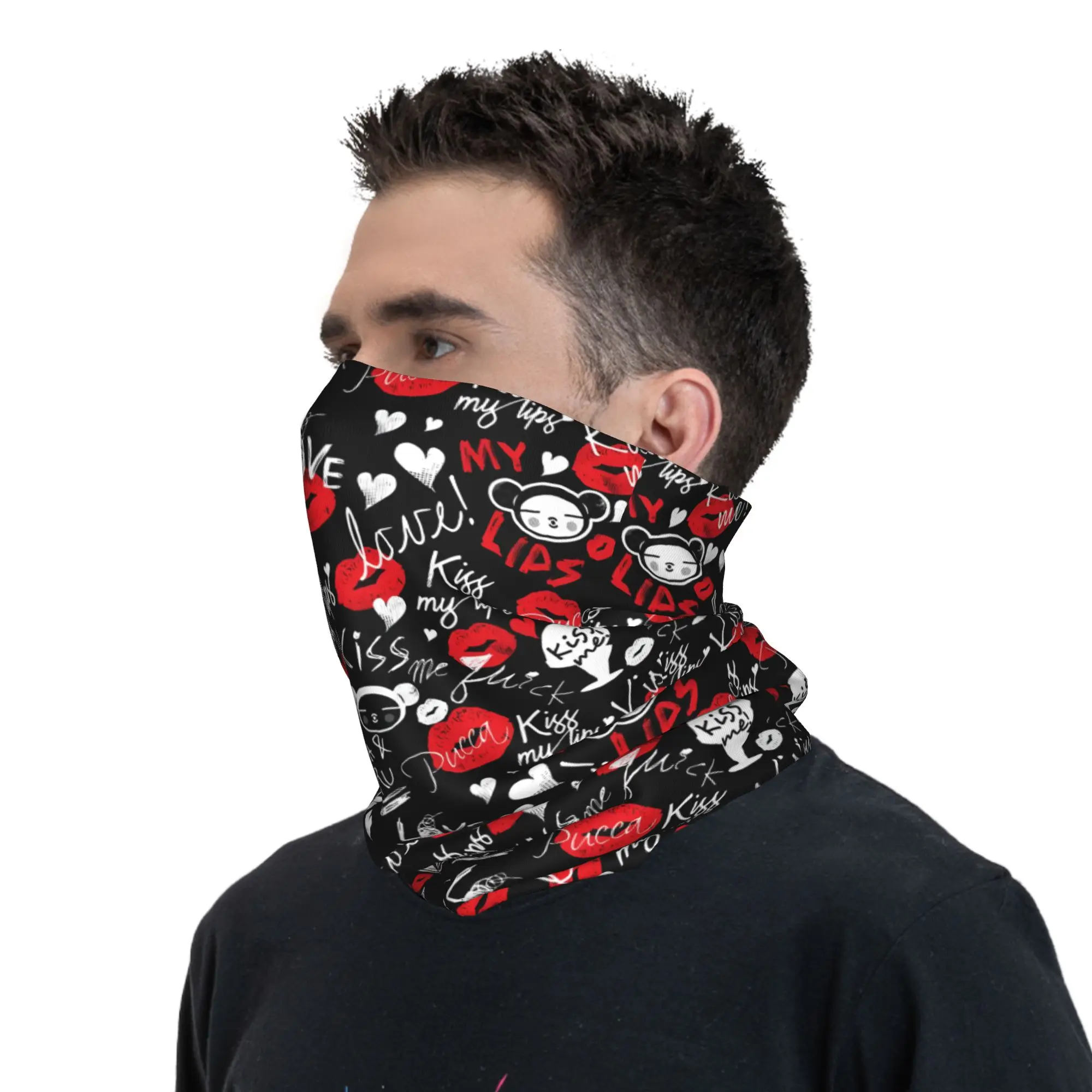 Custom Pucca And Garu Bandana Neck Warmer Men Women Winter Hiking Ski Scarf Gaiter Cute Catoon Face Cover view 5