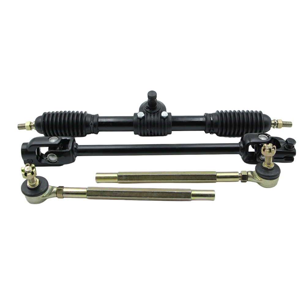 Go Kart Front Steering Wheel Parts 320mm/420mm Gear Rack Pinion Adjustable Shaft Tie Rod Kit For 110cc 125cc Golf UTV Buggy ATV