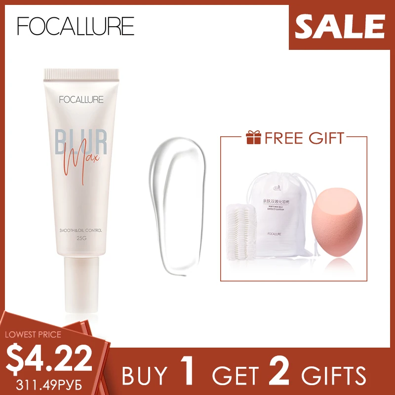 FOCALLURE Pore-Blurring Makeup Primer Refreshing Cream Texture Long Lasting For Skin Moisture Tone Up Face Primer