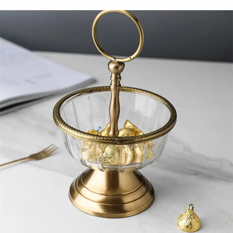 Brass Glass Fruit Bowl Plate Ashtray Storage Bucket Pen Holder Cake Stand Dessert Snack Tray Decorative Dish