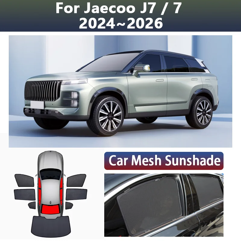 

For Jaecoo J7 7 2024 2025 2026 Car Window Visor Mesh Sunshade Privacy Curtain Shading Sunscreen Stickers Auto Tools Accessories